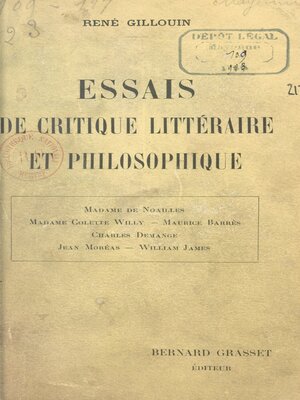 cover image of Essais de critique littéraire et philosophique